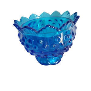 Vintage Fenton Blue Candleholder Glass